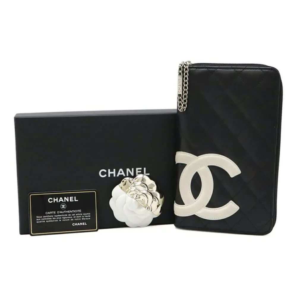 Chanel Cambon Line Leather Zip Wallet Organizer